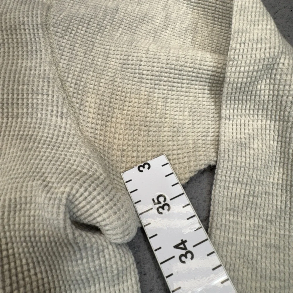 Polo Ralph Lauren Thermal Shirt Mens Medium Cream Waffle Knit Long Sleeve Shirt